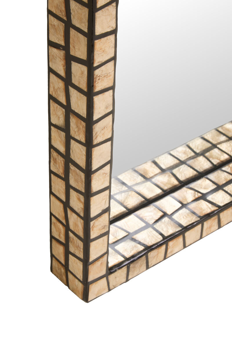 Orsina Palu Tall Black Wall Mirror | Rectangular Shell Mosaic Inlay