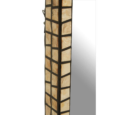 Orsina Palu Tall Black Wall Mirror | Rectangular Shell Mosaic Inlay