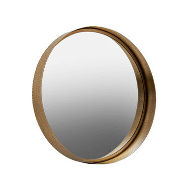 Orsina Leonov Small Round Wall Mirror – Hammered Gold Finish Metal