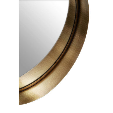 Orsina Leonov Small Round Wall Mirror – Hammered Gold Finish Metal