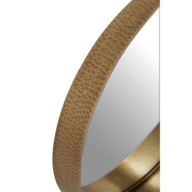 Orsina Leonov Small Round Wall Mirror – Hammered Gold Finish Metal