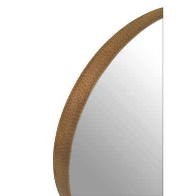 Orsina Leonov Round Gold Wall Mirror – Hammered Stainless Steel, 24"