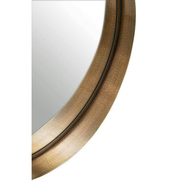 Orsina Leonov Round Gold Wall Mirror – Hammered Stainless Steel, 24"