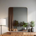 Orsina Ella Gold Wall Mirror – Rectangular Metal Frame with Rounded Corners