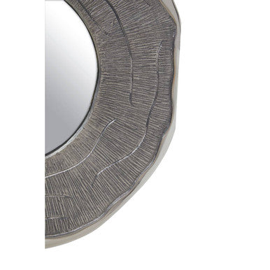 Orsina Silva Round Wall Mirror – Small Oak Effect Silver Accent