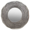 Orsina Silva Round Wall Mirror – Small Oak Effect Silver Accent