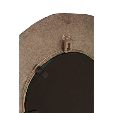 Orsina Silva Round Wall Mirror – Small Oak Effect Silver Accent