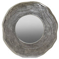 Orsina Silva Round Wall Mirror – Large Oak Effect Silver Frame