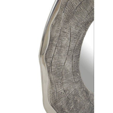 Orsina Silva Round Wall Mirror – Large Oak Effect Silver Frame