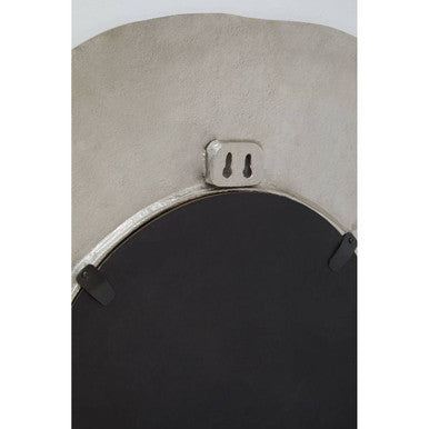 Orsina Silva Round Wall Mirror – Large Oak Effect Silver Frame