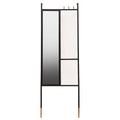 Orsina Nirav Black Iron Floor Mirror with Integrated Coat Rack