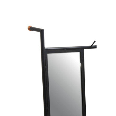 Orsina Nirav Black Iron Floor Mirror with Integrated Coat Rack