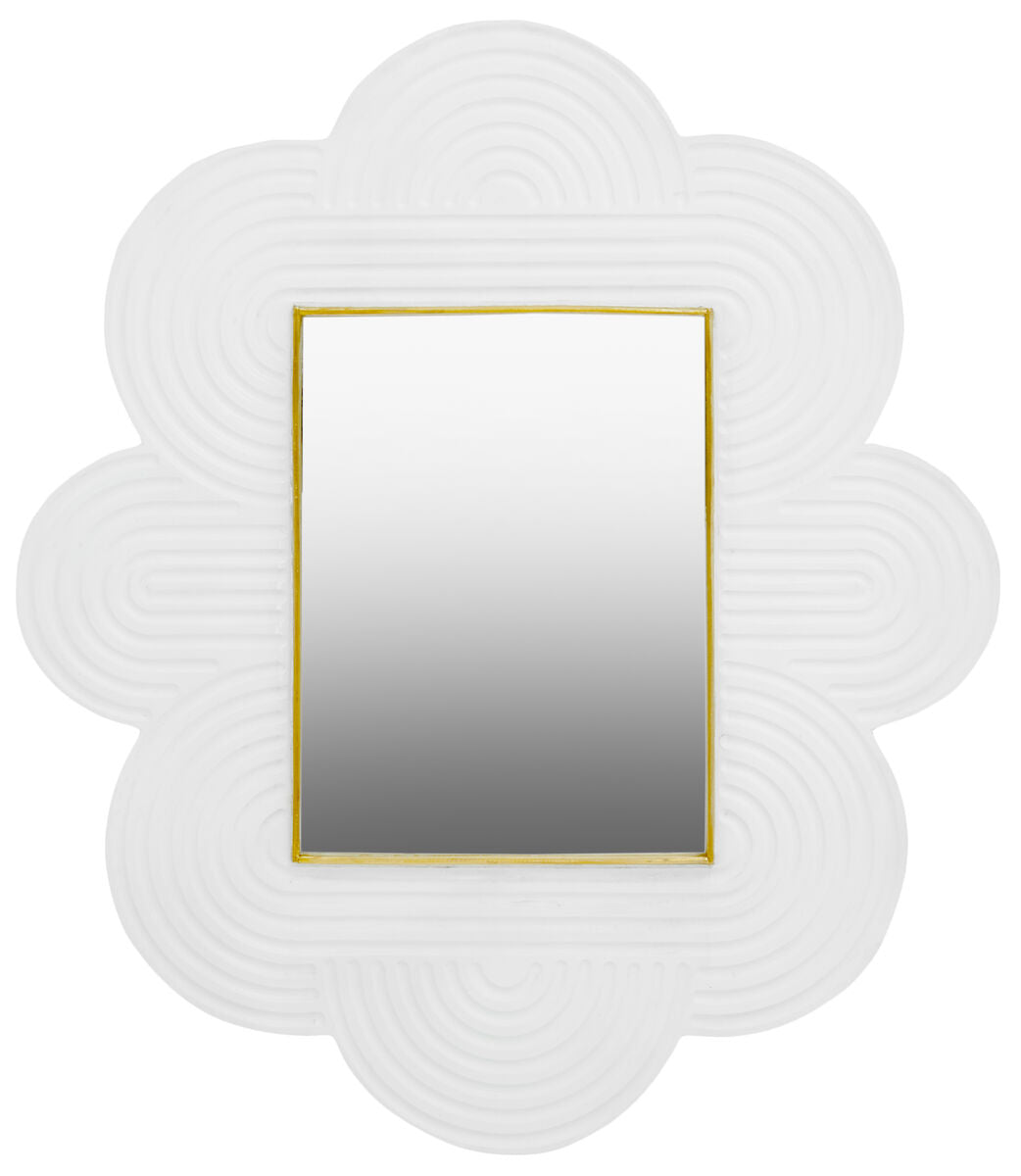 Orsina Saras White Mango Wood Wall Mirror with Brass Edging