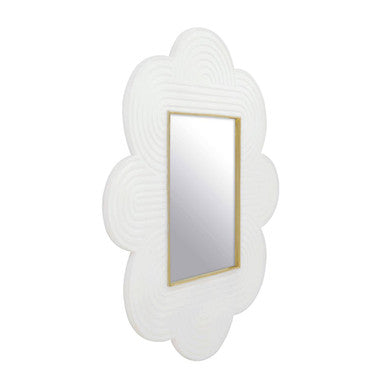 Orsina Saras White Mango Wood Wall Mirror with Brass Edging