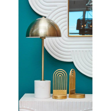 Orsina Saras White Mango Wood Wall Mirror with Brass Edging