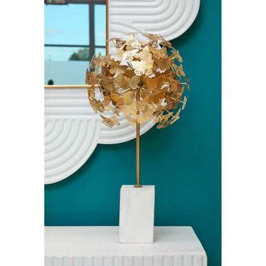 Orsina Saras White Mango Wood Wall Mirror with Brass Edging