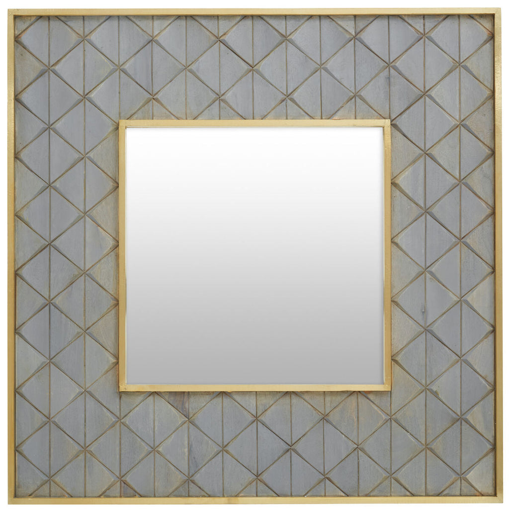Orsina Siro Square Wall Mirror | Mango Wood with Brass Edging