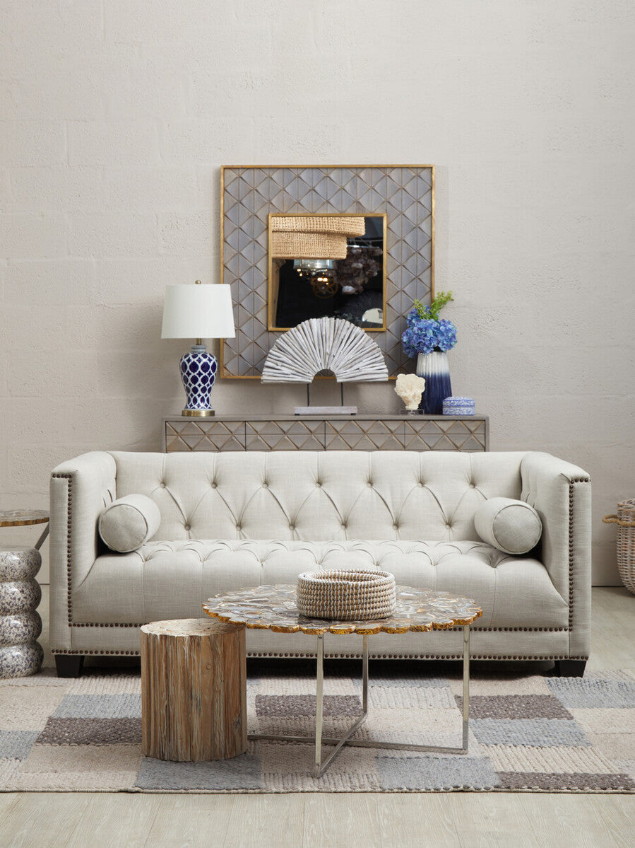 Orsina Siro Square Wall Mirror | Mango Wood with Brass Edging