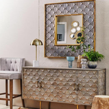 Orsina Siro Square Wall Mirror | Mango Wood with Brass Edging