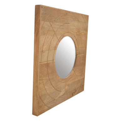 Orsina Sona Square Wall Mirror – Carved Mango Wood Geometric Frame