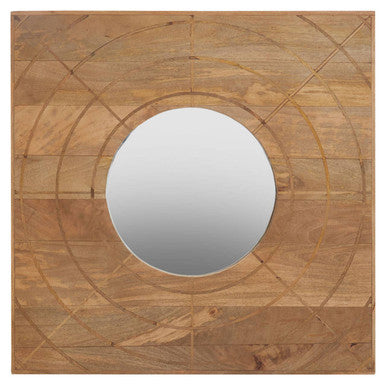 Orsina Sona Square Wall Mirror – Carved Mango Wood Geometric Frame