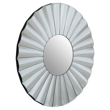 Orsina Jade Round Silver Wall Mirror – Petal Frame Decorative Mirror