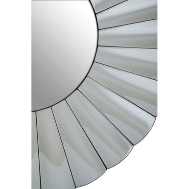 Orsina Jade Round Silver Wall Mirror – Petal Frame Decorative Mirror