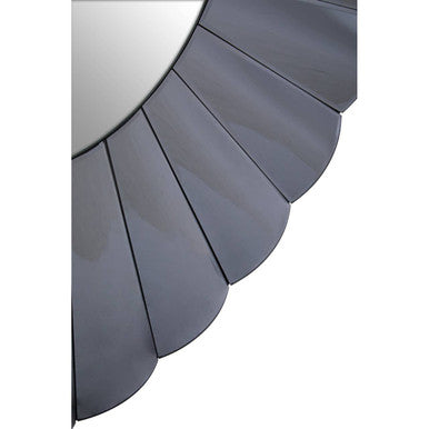 Orsina Jade Round Grey Wall Mirror – Floral Curved Decorative Frame