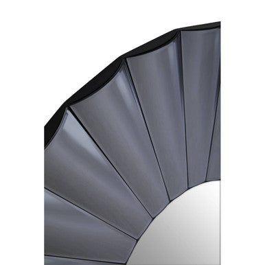 Orsina Jade Round Grey Wall Mirror – Floral Curved Decorative Frame