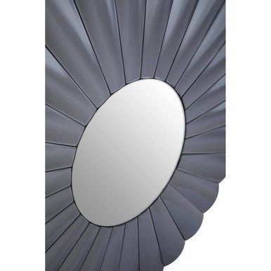 Orsina Jade Round Grey Wall Mirror – Floral Curved Decorative Frame