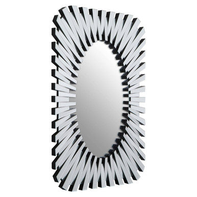 Orsina Jade Silver Sunburst Wall Mirror – Rectangular Geometric Decor