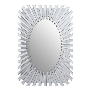 Orsina Jade Silver Sunburst Wall Mirror – Rectangular Geometric Decor