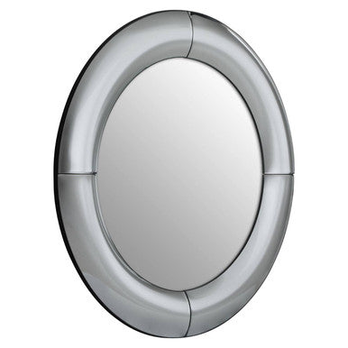 Orsina Josie Silver Round Wall Mirror | Art Deco Panelled Frame