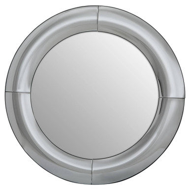 Orsina Josie Silver Round Wall Mirror | Art Deco Panelled Frame