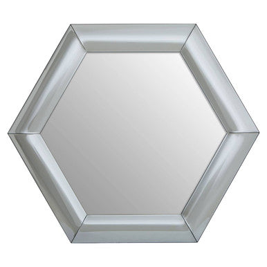 Orsina Josie Silver Hexagon Wall Mirror – Geometric Deco Glass Decor