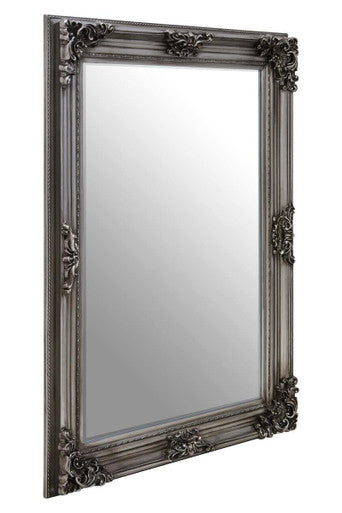 Orsina Lora Silver Wall Mirror – Rectangular Floral Wooden Frame