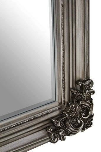 Orsina Lora Silver Wall Mirror – Rectangular Floral Wooden Frame