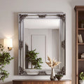Orsina Lora Silver Wall Mirror – Rectangular Floral Wooden Frame