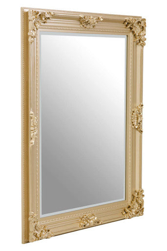 Orsina Lora Gold Wall Mirror – Rectangular Floral Wood Frame