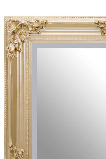 Orsina Lora Gold Wall Mirror – Rectangular Floral Wood Frame