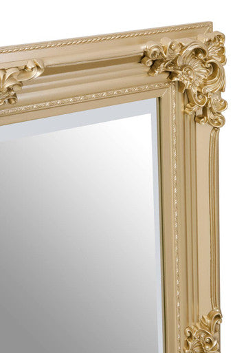 Orsina Lora Gold Wall Mirror – Rectangular Floral Wood Frame
