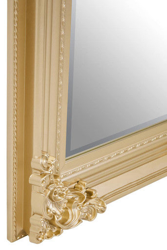 Orsina Lora Gold Wall Mirror – Rectangular Floral Wood Frame