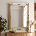 Orsina Lora Gold Wall Mirror – Rectangular Floral Wood Frame