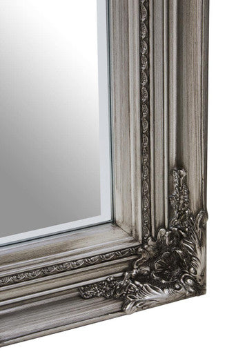 Orsina Lori Silver Wall Mirror – Ornate Floral Wooden Frame