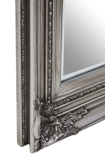 Orsina Lori Silver Wall Mirror – Ornate Floral Wooden Frame