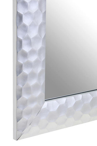 Orsina Ludlow Silver Wall Mirror | Geometric Honeycomb Frame, 60x90cm