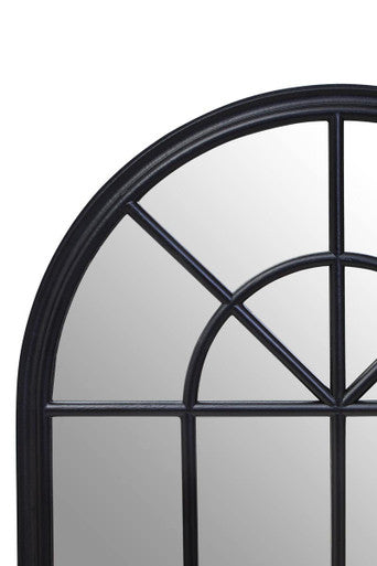 Orsina Lovida Black Arched Wooden Wall Mirror – Windowpane Design
