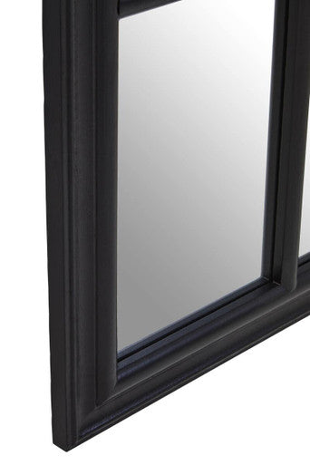 Orsina Lovida Black Arched Wooden Wall Mirror – Windowpane Design
