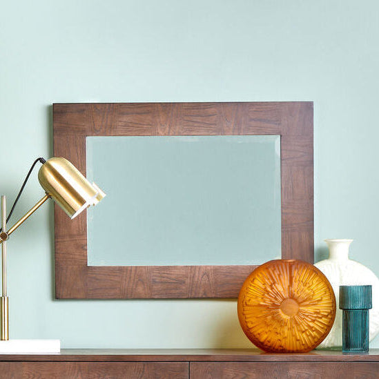 Orsina Dimaro Wall Mirror – Antique Grey Elm Wood Veneer Geometric Frame