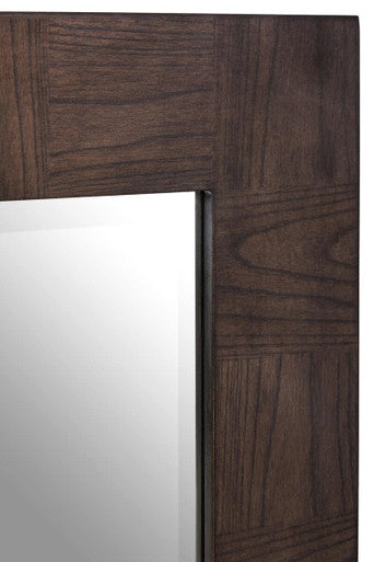 Orsina Dimaro Wall Mirror – Antique Grey Elm Wood Veneer Geometric Frame